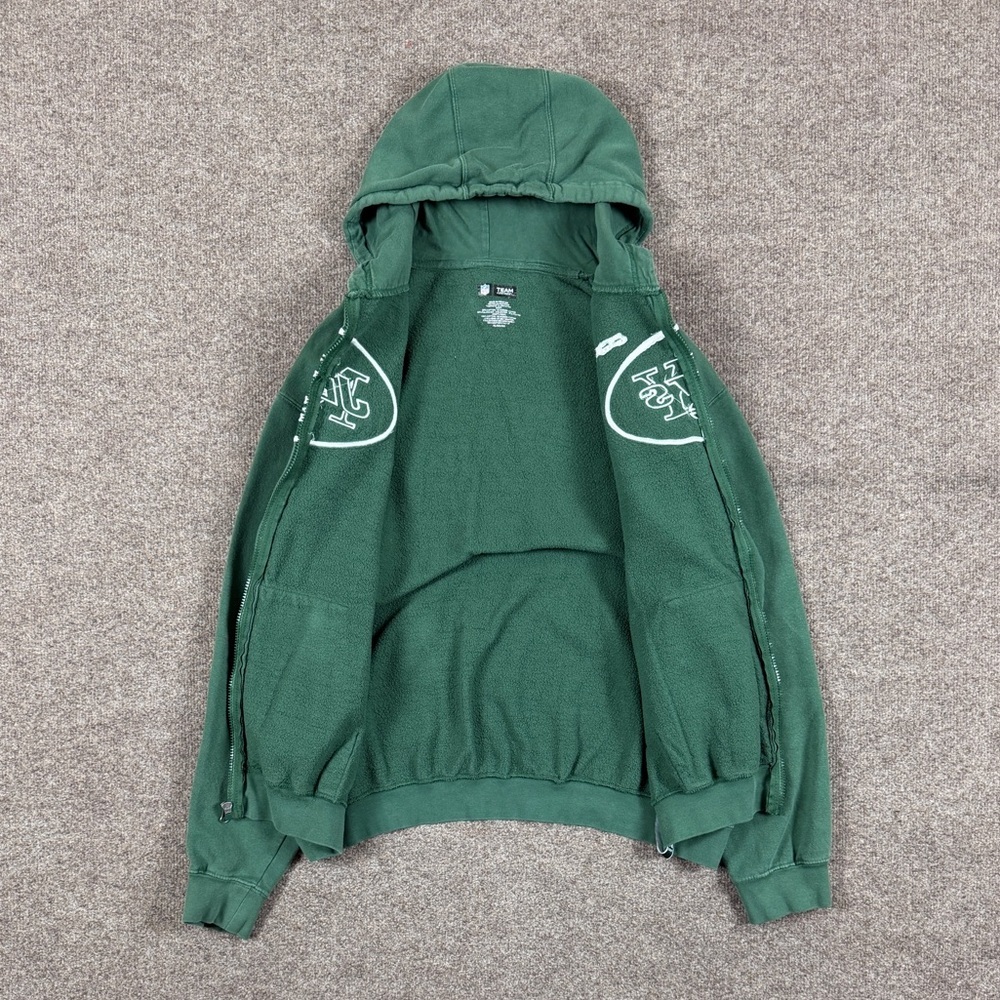 Vintage NFL Team Apparel NY Jets Football Green Hooded Zip Up Sweatshirt Size XL - Picture 3 of 9
